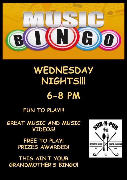Music Bingo Wednesdays Nights Litchfield Sub & Pub Parties